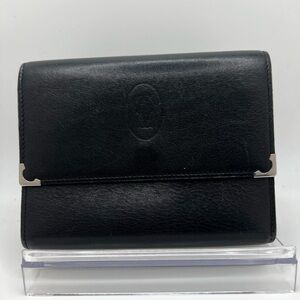 GUC Cartier Black Cabochon Trifold Wallet